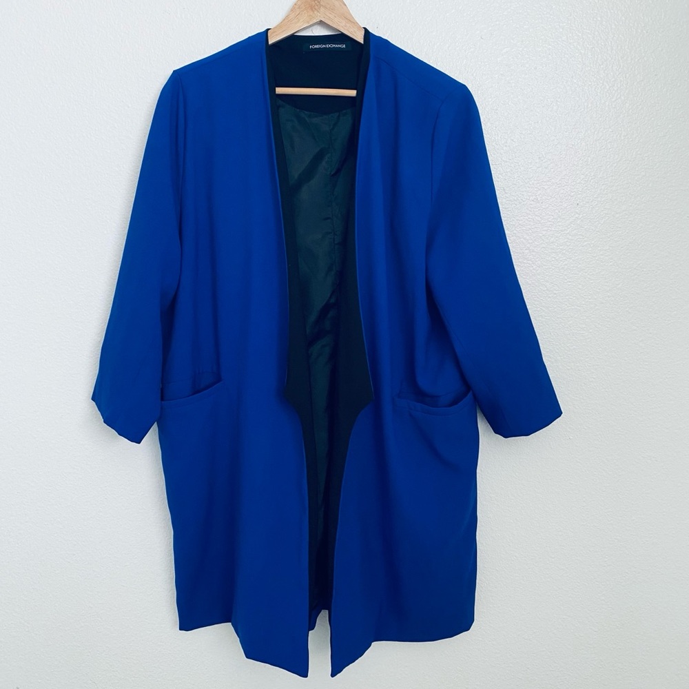 Foreign Exchange Royal Blue Open Front Blazer